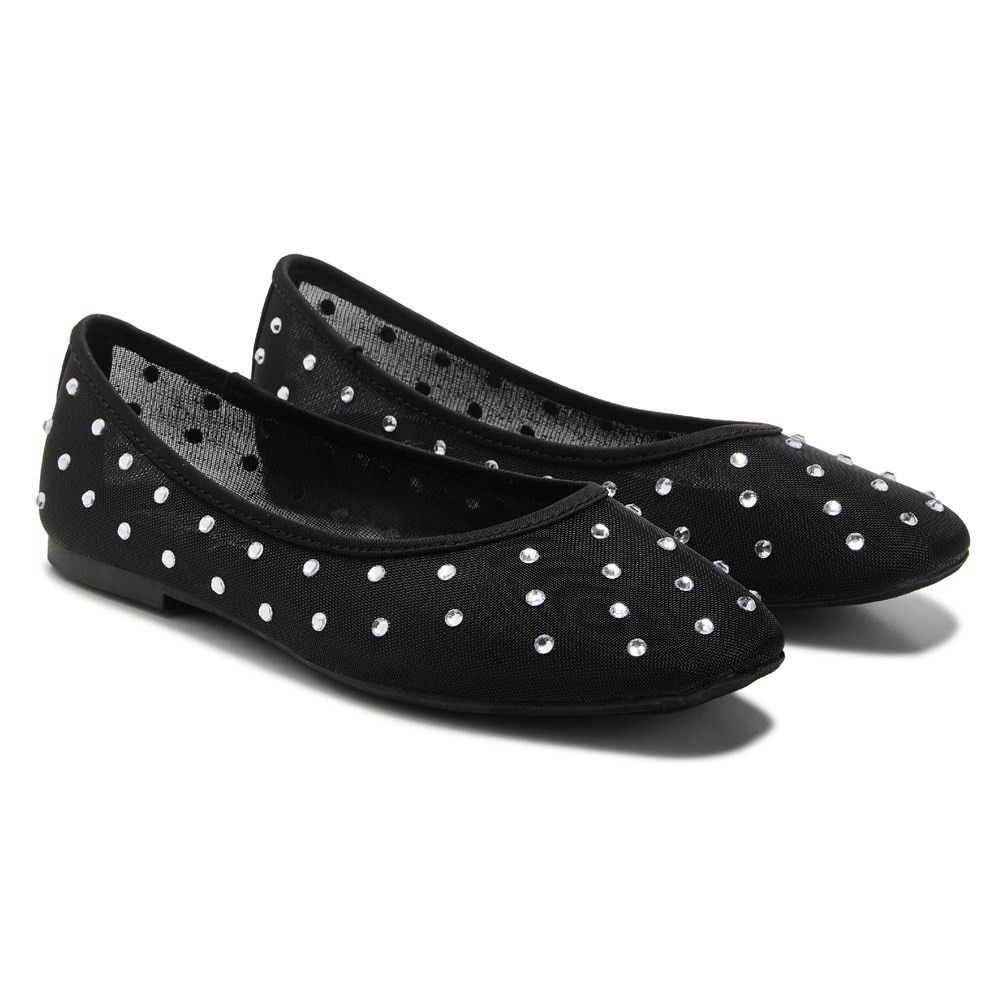 Jellypop Black Mesh Rhinestone Ballet Flats Women's Size 7‎